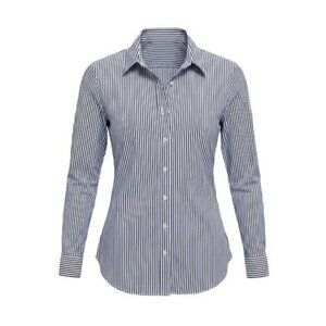 The Shirt by Rochelle Behrens Navy and White Striped Button-Down Shirt